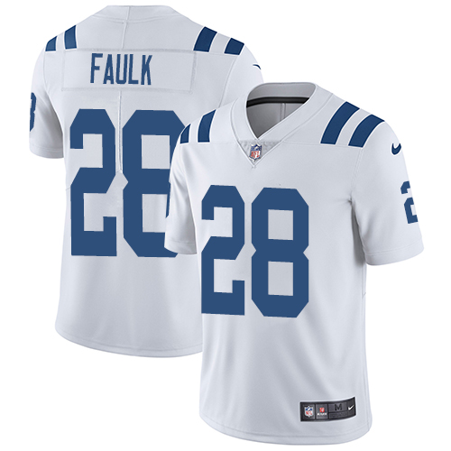 Nike Colts #28 Marshall Faulk White Men's Stitched NFL Vapor Untouchable Limited Jersey - Click Image to Close